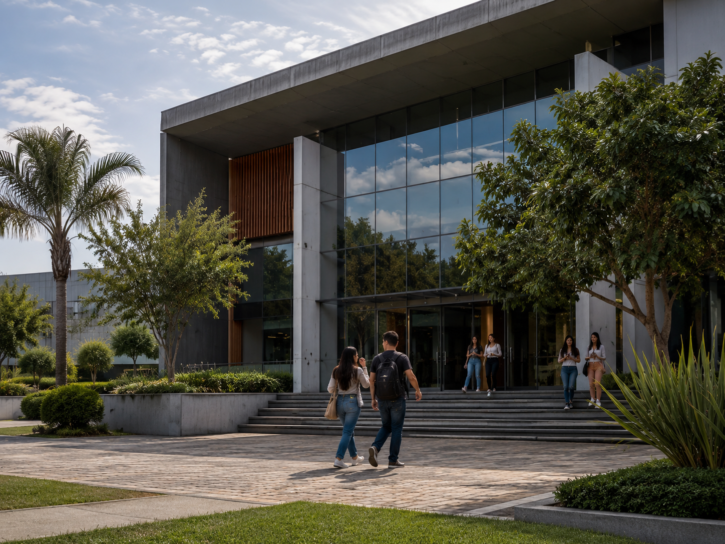 Edificio educativo moderno para las inscripciones de ISCYTEC